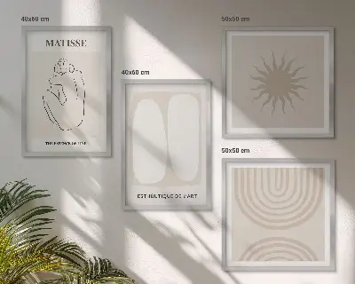 Set de tablouri gata de agățat cu design de linii minimaliste elegante