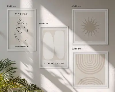 Set de tablouri gata de agățat cu design de linii minimaliste elegante