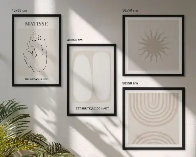 Set de tablouri gata de agățat cu design de linii minimaliste elegante