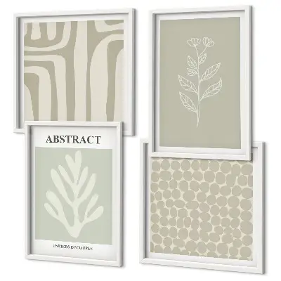 Set de tablouri gata de agățat cu modele abstracte de plante