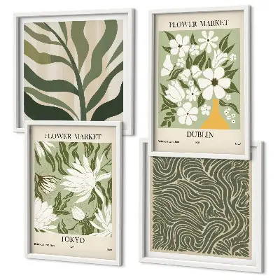 Compoziție de tablouri pentru perete cu decorațiuni boho cu modele de plante