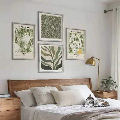 Compoziție de tablouri pentru perete cu decorațiuni boho cu modele de plante