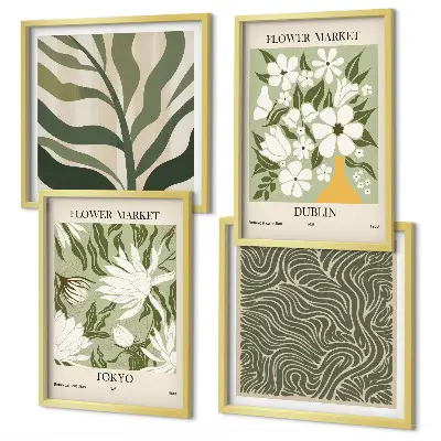 Compoziție de tablouri pentru perete cu decorațiuni boho cu modele de plante
