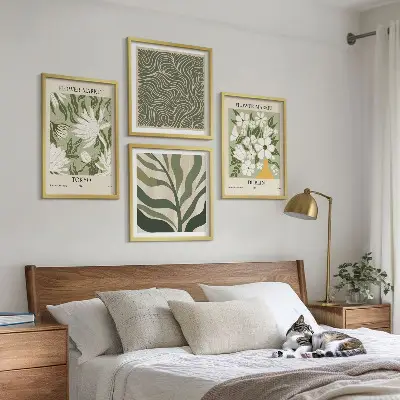 Compoziție de tablouri pentru perete cu decorațiuni boho cu modele de plante