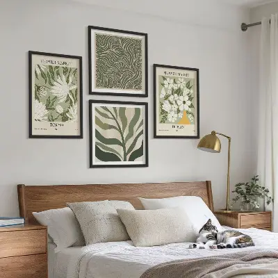 Compoziție de tablouri pentru perete cu decorațiuni boho cu modele de plante
