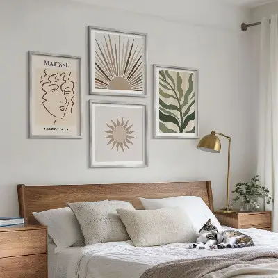 Set tablouri modele abstracte cu plante gata de agățat