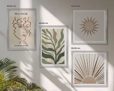 Set tablouri modele abstracte cu plante gata de agățat