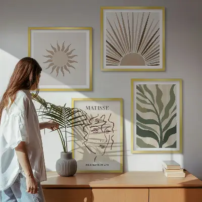 Set tablouri modele abstracte cu plante gata de agățat