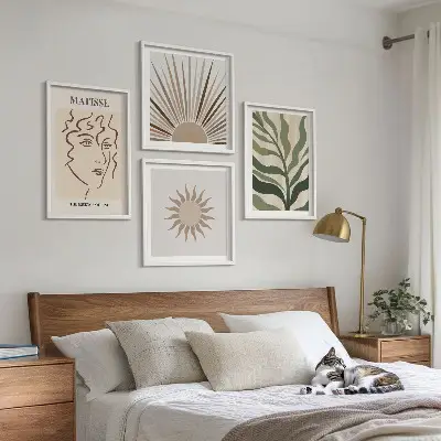 Set tablouri modele abstracte cu plante gata de agățat