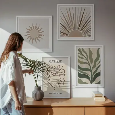 Set tablouri modele abstracte cu plante gata de agățat