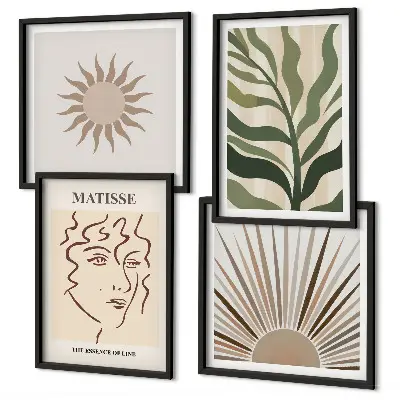 Set tablouri modele abstracte cu plante gata de agățat