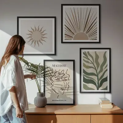 Set tablouri modele abstracte cu plante gata de agățat