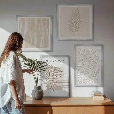 Set de tablouri gata de agățat cu motive vegetale minimaliste