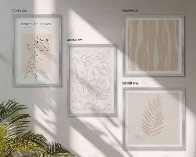Set de tablouri gata de agățat cu motive vegetale minimaliste
