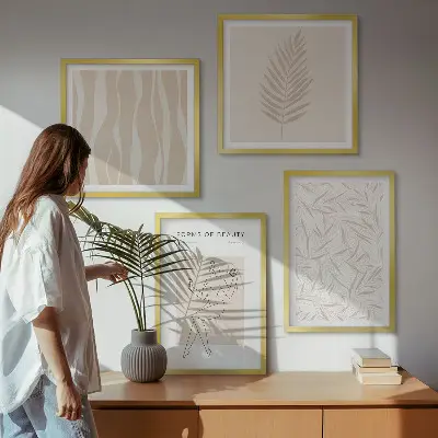 Set de tablouri gata de agățat cu motive vegetale minimaliste