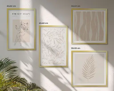 Set de tablouri gata de agățat cu motive vegetale minimaliste