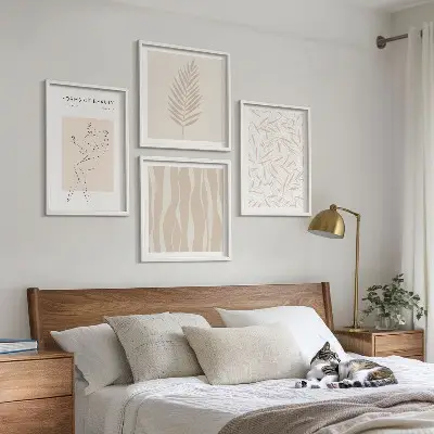Set de tablouri gata de agățat cu motive vegetale minimaliste