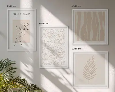 Set de tablouri gata de agățat cu motive vegetale minimaliste