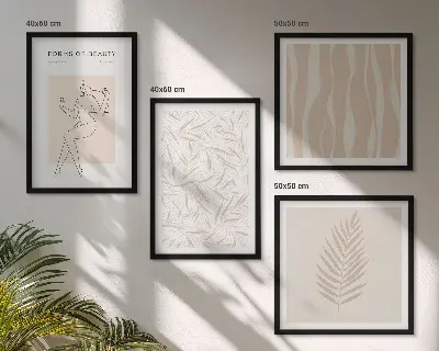 Set de tablouri gata de agățat cu motive vegetale minimaliste