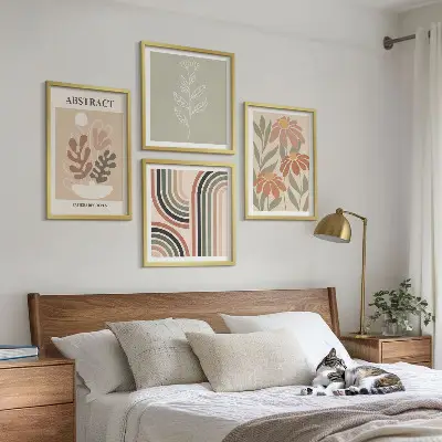 Set de tablouri decorative pentru perete cu plante abstracte în nuanțe pastelate