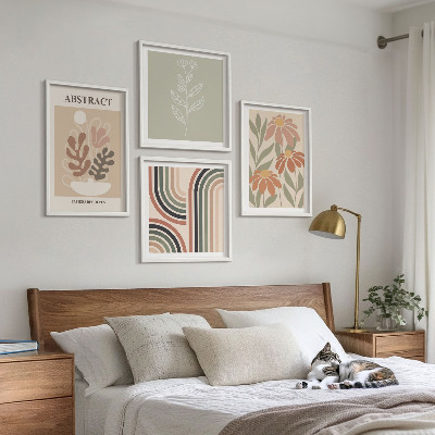 Compoziție de tablouri pentru perete Plante pastelate abstracte