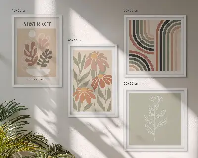 Set de tablouri decorative pentru perete cu plante abstracte în nuanțe pastelate