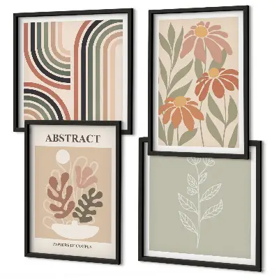 Set de tablouri decorative pentru perete cu plante abstracte în nuanțe pastelate