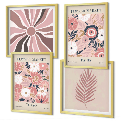 Compoziție de tablouri pentru perete Modele florale frunze geometrie