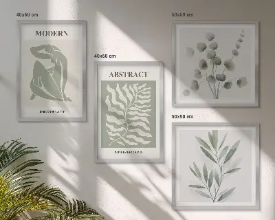 Set de tablouri cu plante în stil boho cu design inspirat de Matisse gata de agățat