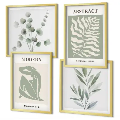 Set de tablouri cu plante în stil boho cu design inspirat de Matisse gata de agățat