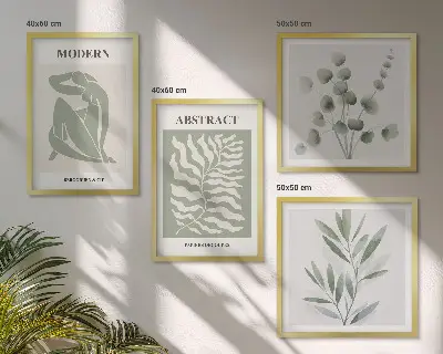 Set de tablouri cu plante în stil boho cu design inspirat de Matisse gata de agățat