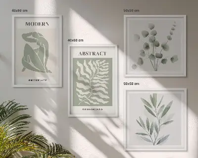 Set de tablouri cu plante în stil boho cu design inspirat de Matisse gata de agățat
