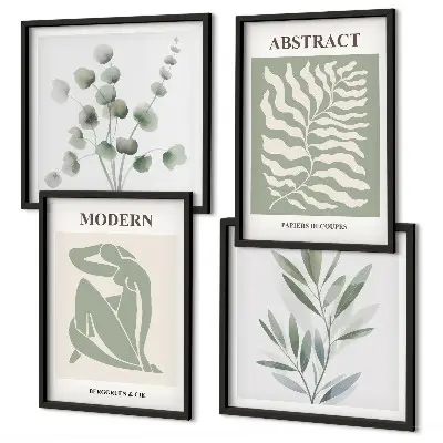 Set de tablouri cu plante în stil boho cu design inspirat de Matisse gata de agățat
