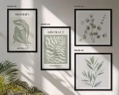 Set de tablouri cu plante în stil boho cu design inspirat de Matisse gata de agățat