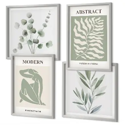 Set de tablouri cu plante în stil boho cu design inspirat de Matisse gata de agățat