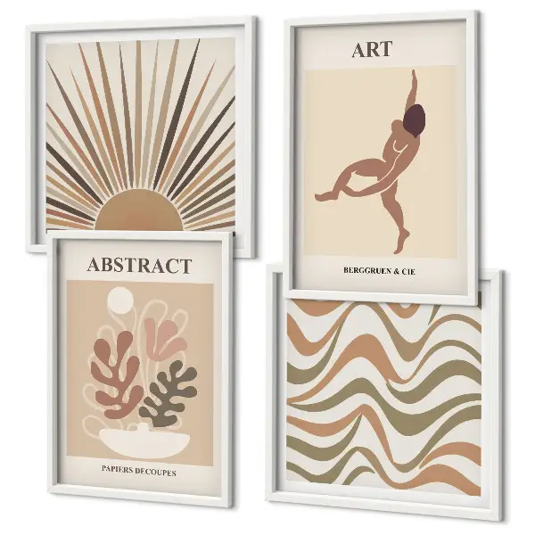 Compoziție de tablouri pentru perete cu modele abstracte în stil boho Matisse