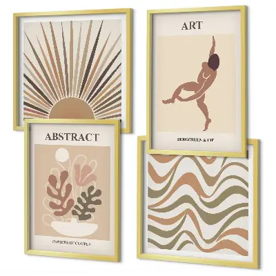 Compoziție de tablouri pentru perete cu modele abstracte în stil boho Matisse