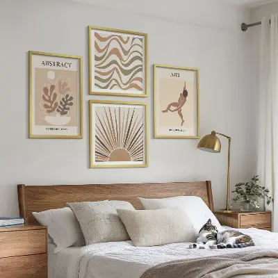 Compoziție de tablouri pentru perete cu modele abstracte în stil boho Matisse