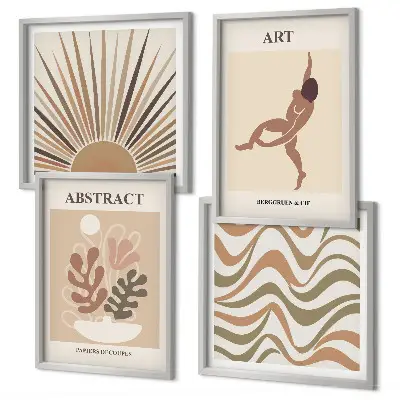 Compoziție de tablouri pentru perete cu modele abstracte în stil boho Matisse