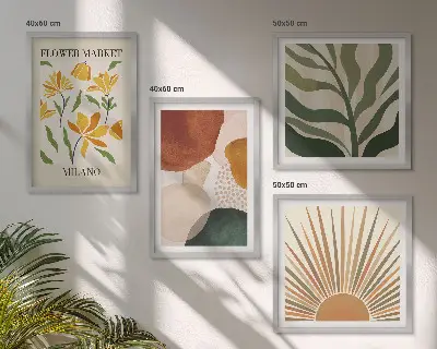 Compoziție de tablouri pentru perete cu motive florale abstracte