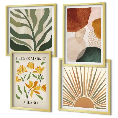 Compoziție de tablouri pentru perete cu motive florale abstracte
