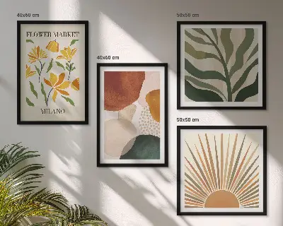 Compoziție de tablouri pentru perete cu motive florale abstracte