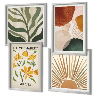 Compoziție de tablouri pentru perete cu motive florale abstracte