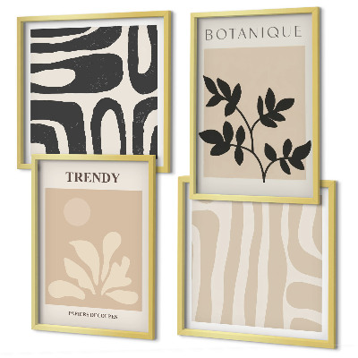 Set tablouri gata de agățat Modele elegante de plante în bej și negru
