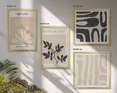 Set tablouri gata de agățat Modele elegante de plante în bej și negru