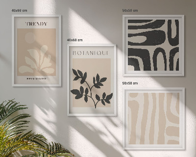 Set tablouri gata de agățat Modele elegante de plante în bej și negru