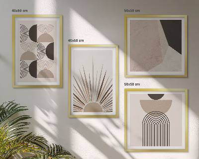Compoziție de tablouri pentru perete Forme abstracte bej și maro