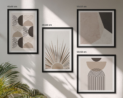 Compoziție de tablouri pentru perete Forme abstracte bej și maro