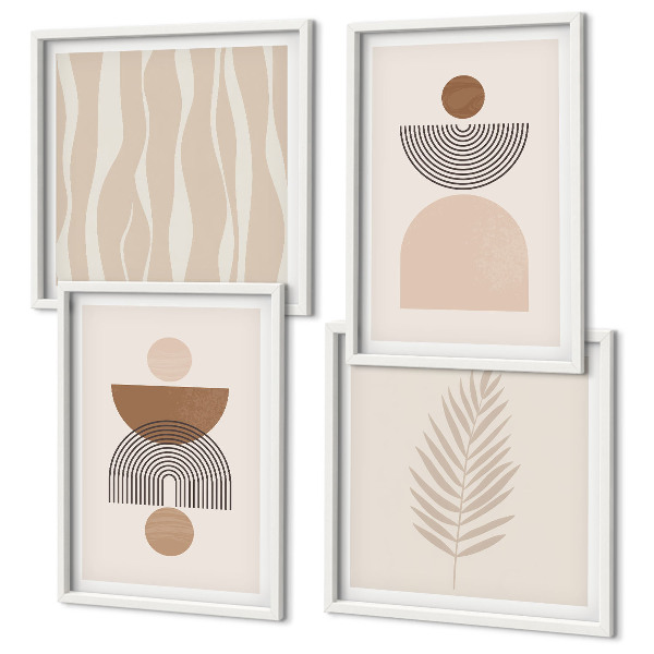 Set tablouri gata de agățat Forme abstracte maro bej