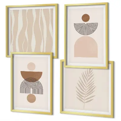 Set tablouri cu forme abstracte maro și bej gata de agățat